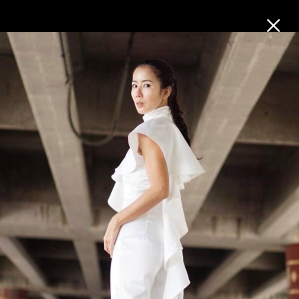 Handmade Luxurious White Ruffle Jumpsuit - Picture 2 of 2